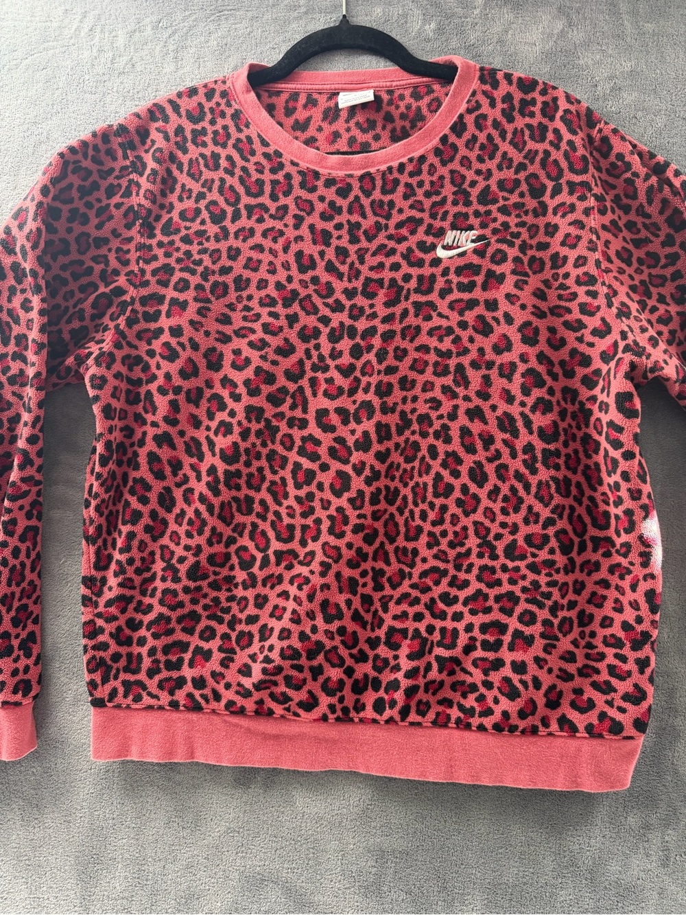 Nike Pink and Black Leopard Crewneck Sweatshirt